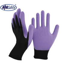 NMSAFETY hand care polyester coated latex gloves for gardening